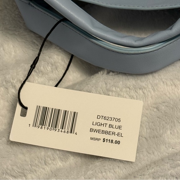 NWT Steve Madden BWEBBER-EL Light Blue Soft Faux Leather Tote w/Adjustable Strap - Picture 14 of 15